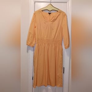 Talbots smocked poplin Midi Dress Size 16 Petite